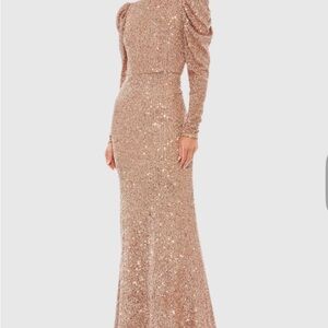 Mac Duggal Gold Sequin Asymmetrical Gown